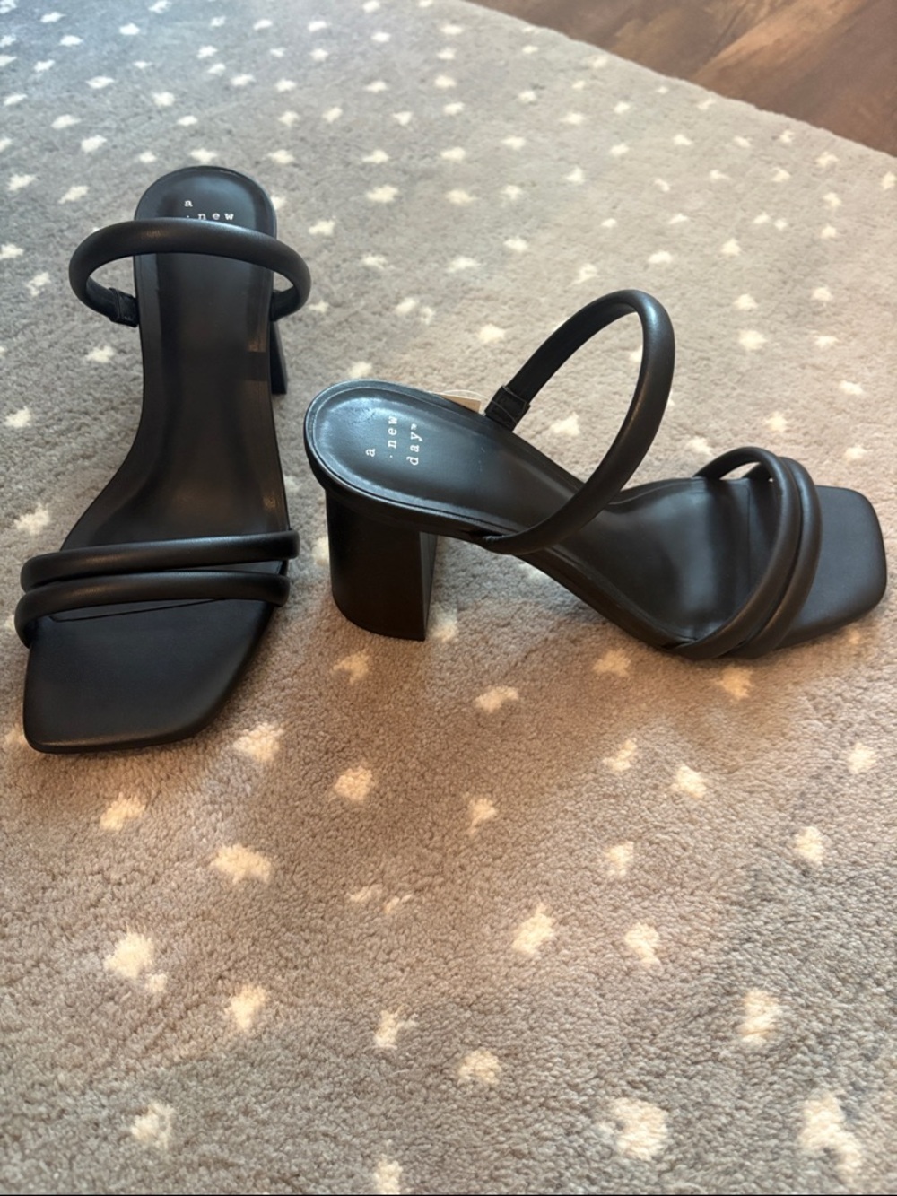 NWT a new day Black Minimalist Strappy Block Heel Sandals